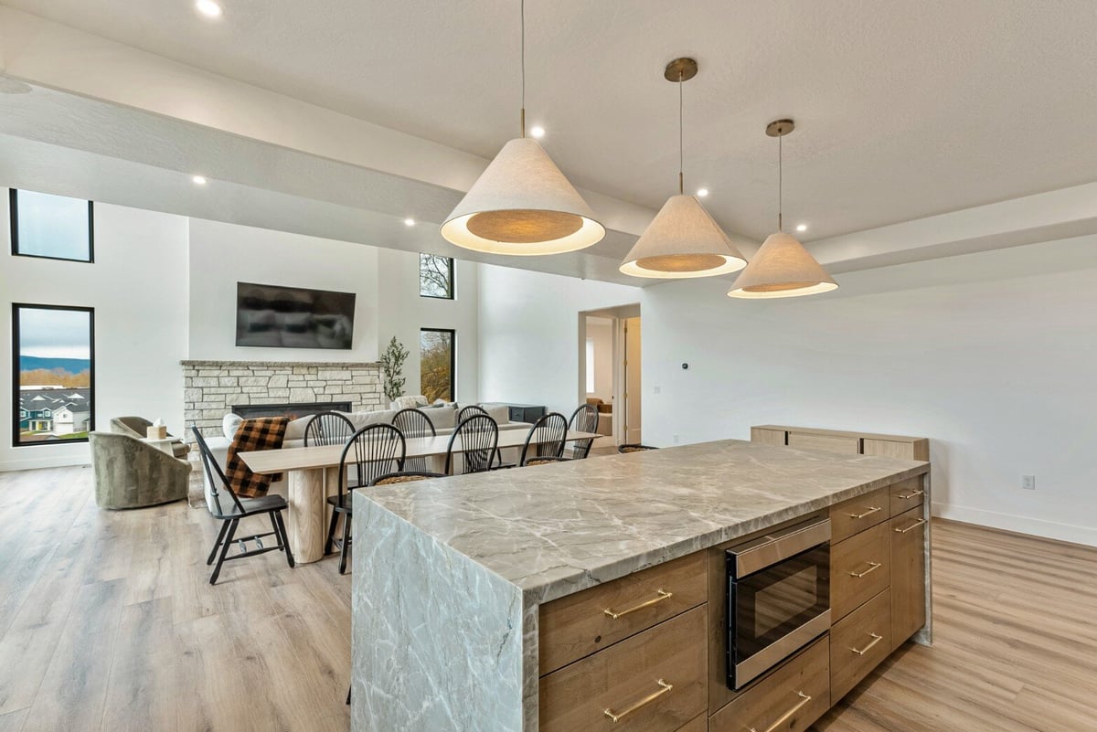 Kitchen Island with Drawer Microwave in Bear Lake Custom Home by 10X Builders