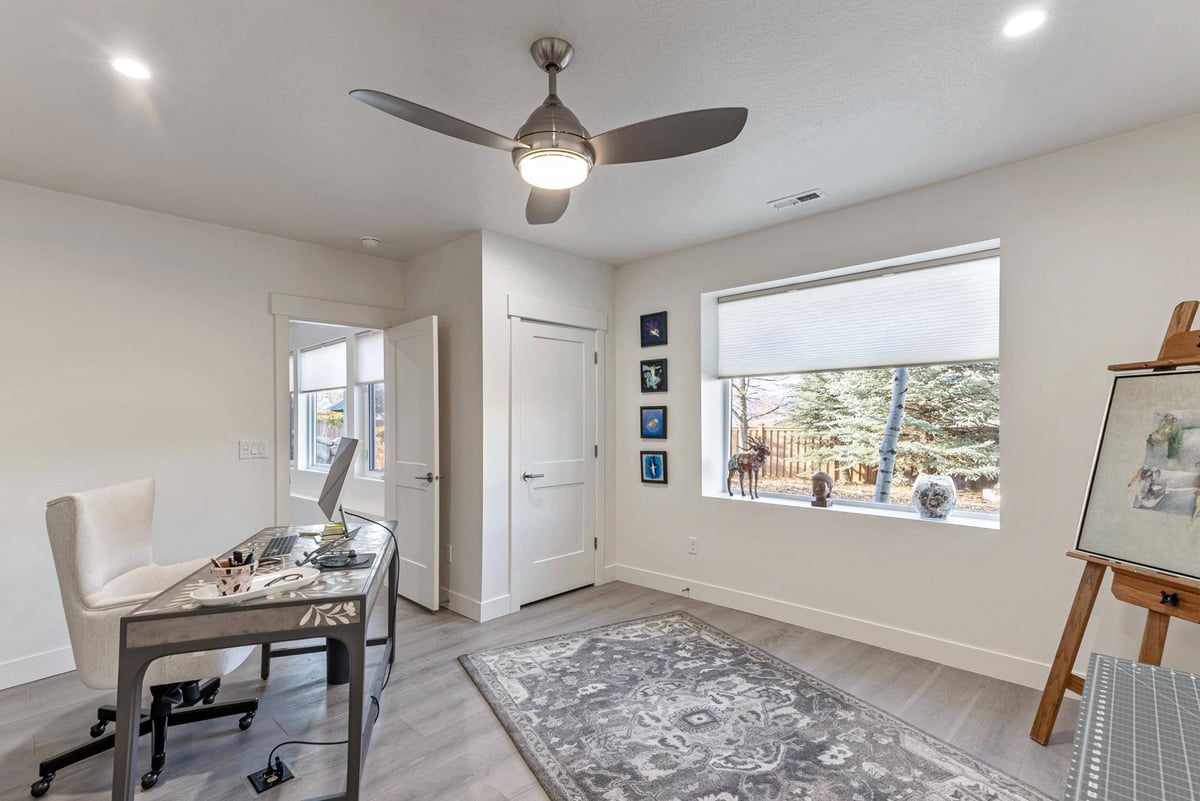 First Floor Home Office Window and Desk in Remodeled Utah Home