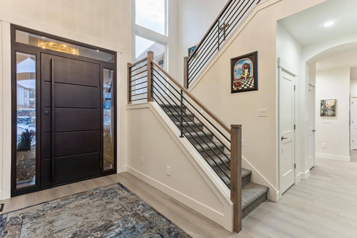 Front Door Entryway and Stairs in Remodeled Utah Home